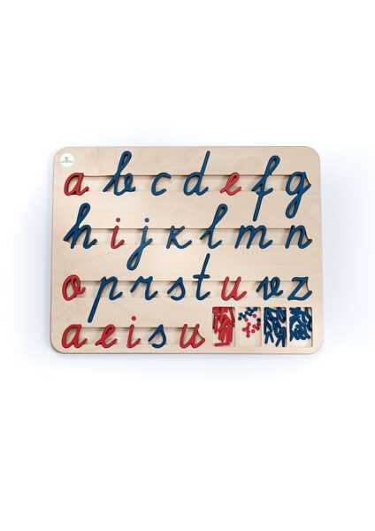 Kustīgais alfabēts - Mazie rakstītie burti paliktnī  (5 burti katrā lodziņā)